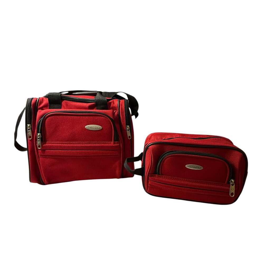 Samsonite Red 2-Piece Travel Set Boarding Bag and Toiletry Kit